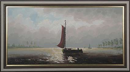 kustlandskap med båtar