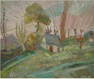 PAYSAGE A LA CHAUMIERE