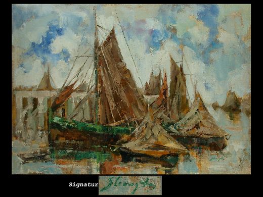 DAS SEGELSCHIFF MIT GRÜNER RELING