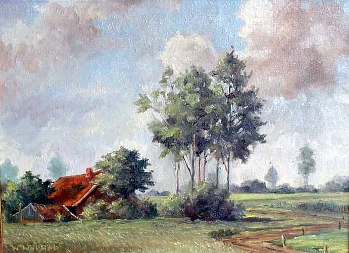 Bauernhof in weiter Landschaft