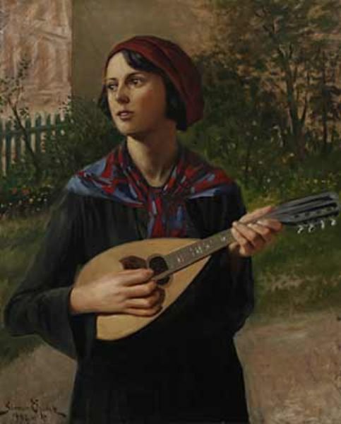 mandolinspelande kvinna