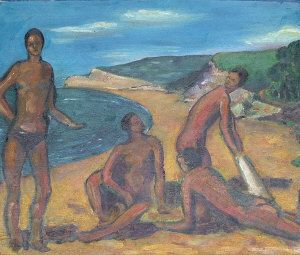 Figures by a shore