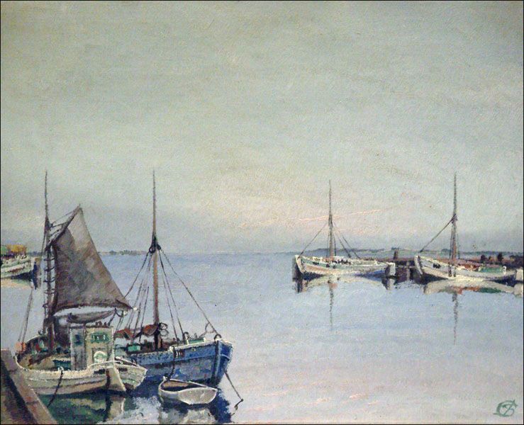 SAILBOATS IN THE HARBOR.