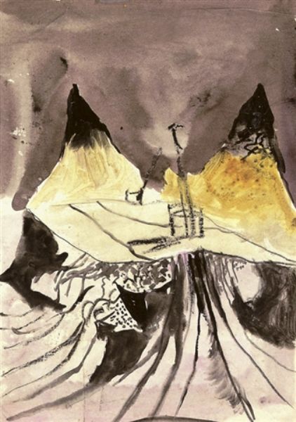 Landscape with pointed hills