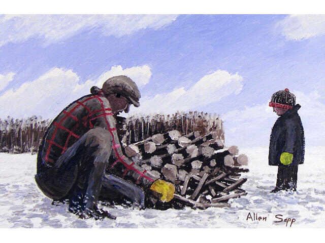 HE'S GOING TO TAKE SOME WOOD INSIDE
