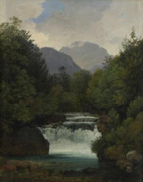 Gebirgstal mit Wasserfall
