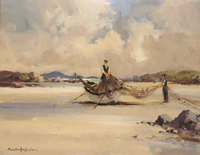 MENDING NETS, DONEGAL