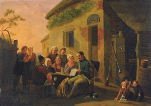 GEZELSCHAP BIJ DE HERBERG