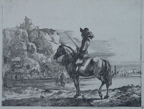 River landscape with the horseman.