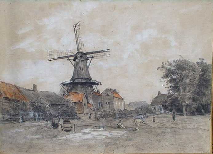 Landschaft mit Windmühle