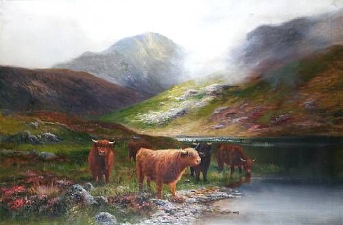 Highland Cattle by a Loch