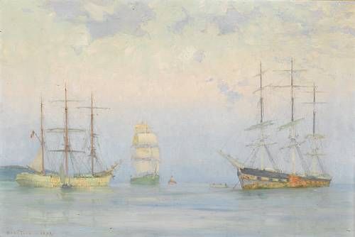 Shipping at anchor, Carrick Roads