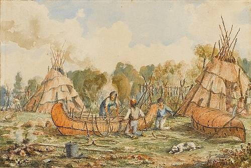 Canoe building at Fort William, Ontario
