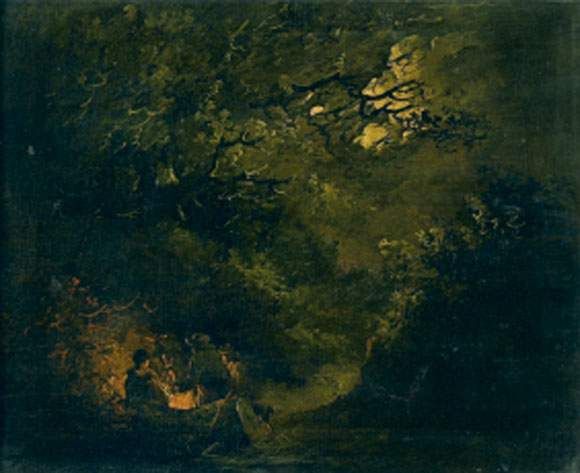 Scène de campement nocturne