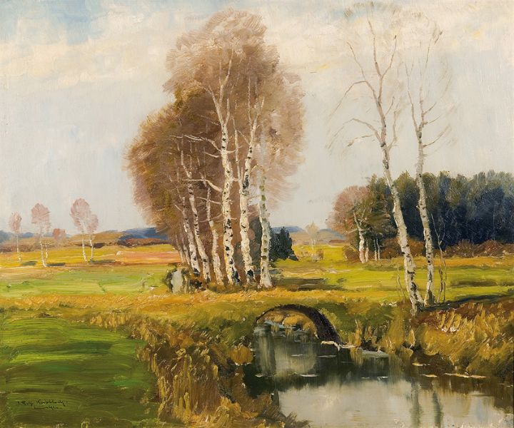Birches and Stream Landscape