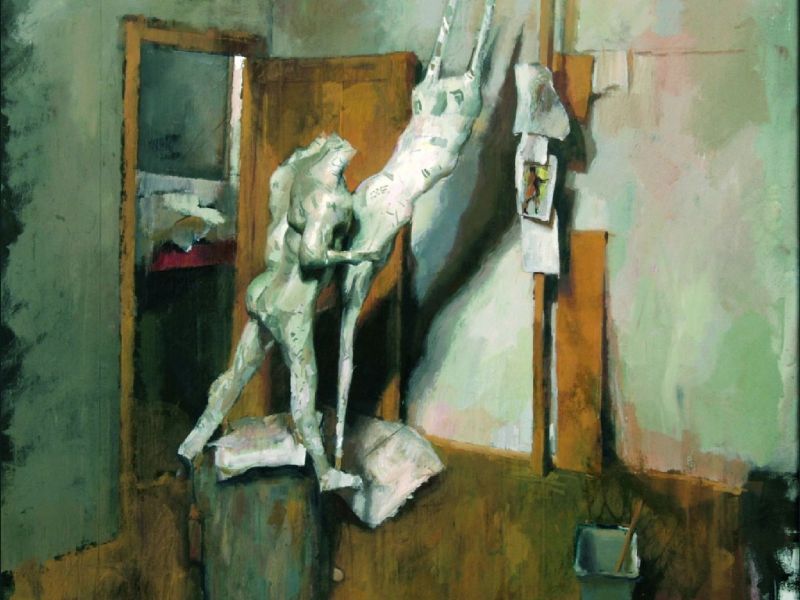 Studio interior with papier mache model