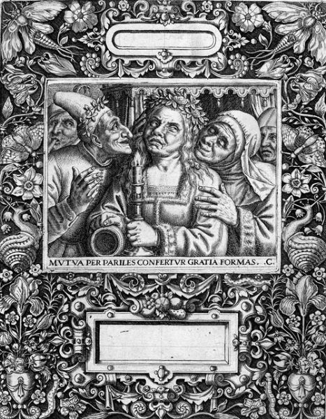 Sittenbild mit junger Braut und altem Mann