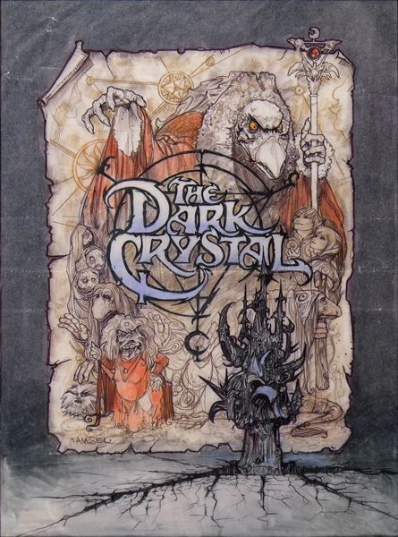 Gnomes and fairies on parchment, evil staff emerging from ground.