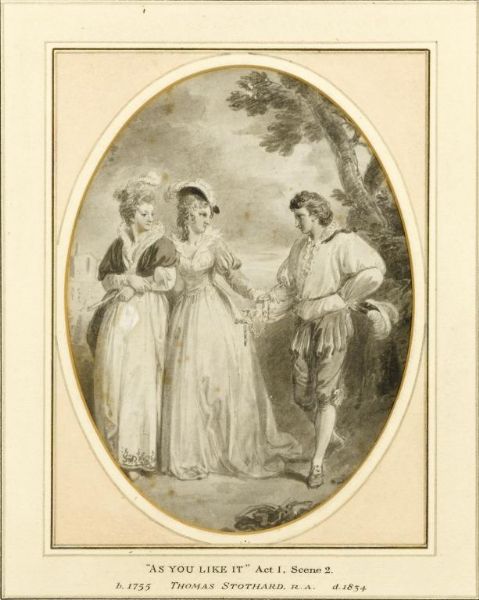 CELIA AND ROSALIND WITH TOUCHSTONE