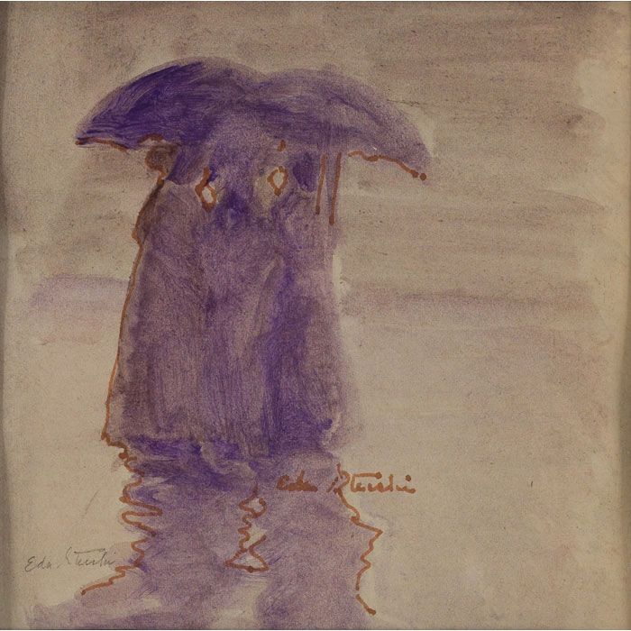 Figures Under Umbrellas