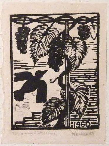 Vogel und Trauben