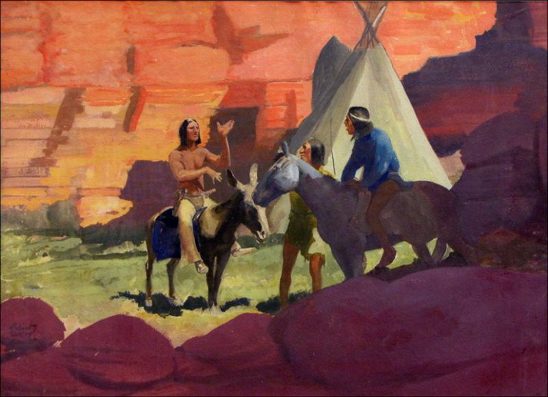 INDIANS IN A CANYON