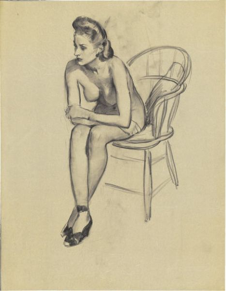 Seated Nude, studio drawing, c. 1956