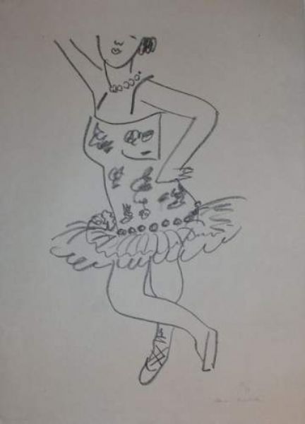 DANSEUSE CAMBREE AU VISAGE COUPE