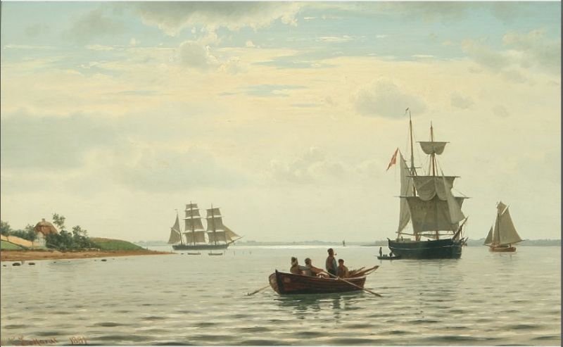 Seascape with sailing ships