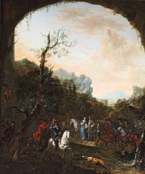 LANDSCHAFT MIT JAGDGESELLSCHAFT