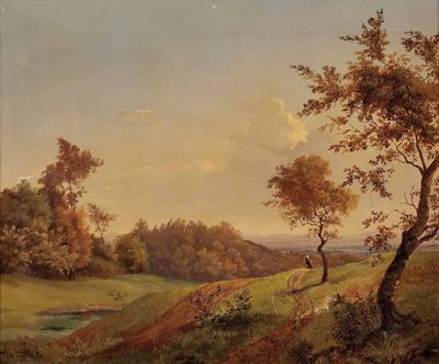 Sommerlandschaft mit Wanderer