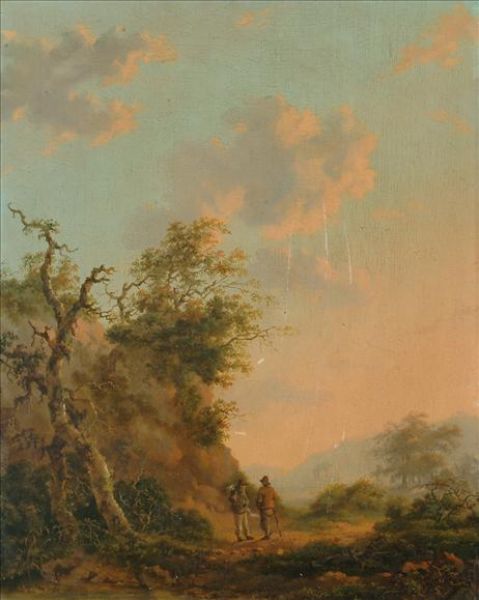 Two figures in a landscape