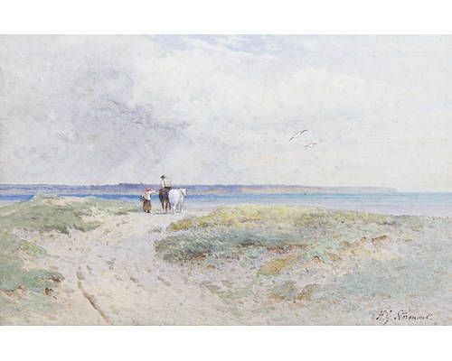 Figures on a coastal path