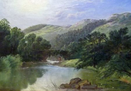 Welsh Mountain Landscape with Angler