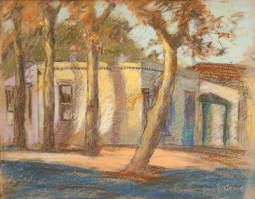 Tree lined house in autumn