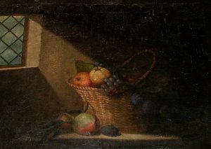 Basket of fruit by a window
