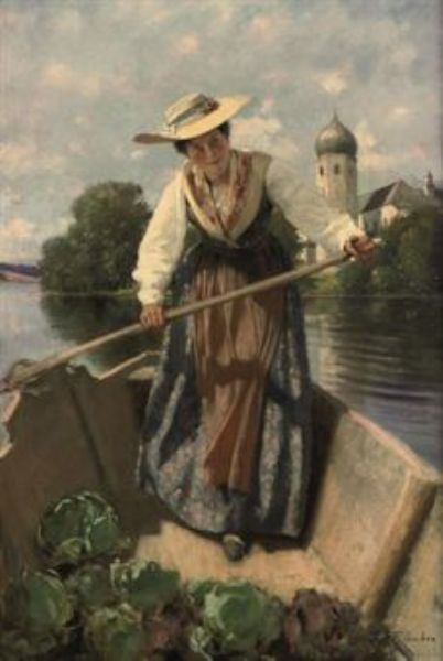 An Italian young lady selling vegetables