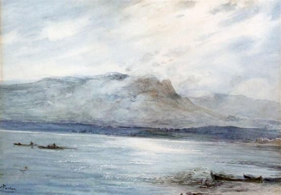 Barge man in a coastal landscape