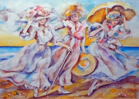 Three young Ladies on a Beach