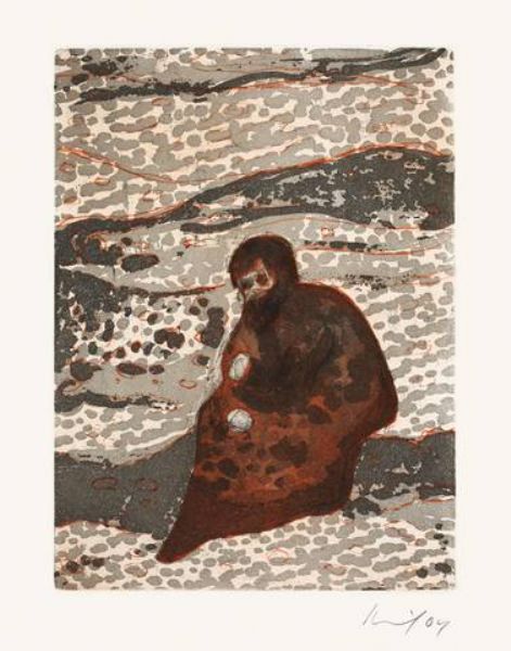 FIGURE BY A RIVER