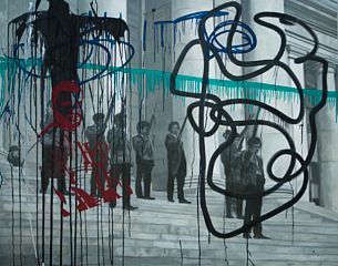 "Untitled" (Black Panters: #3 on steps)