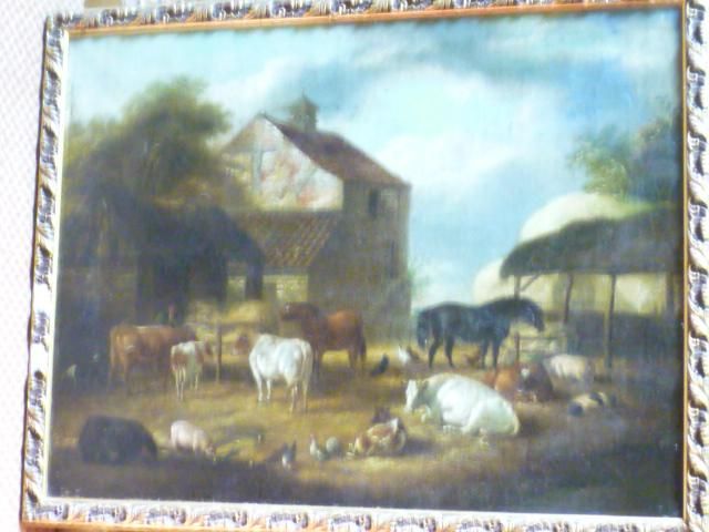 Farmyard Scene with Animals Resting