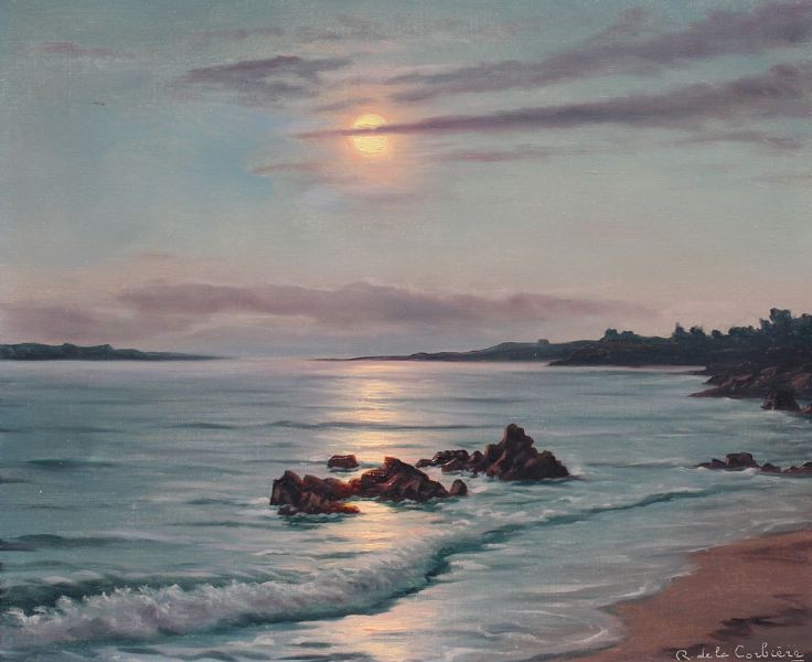 Moonlit Coastal Scene