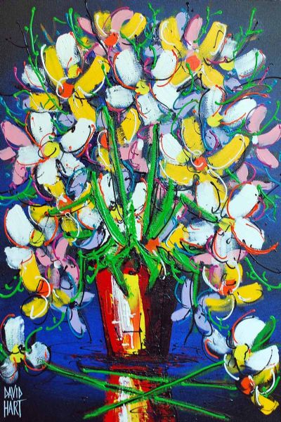 Flowers and Red Vase