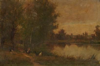 Paysage aux poules