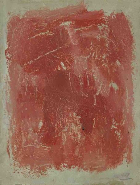 Composition rouge et gris.
