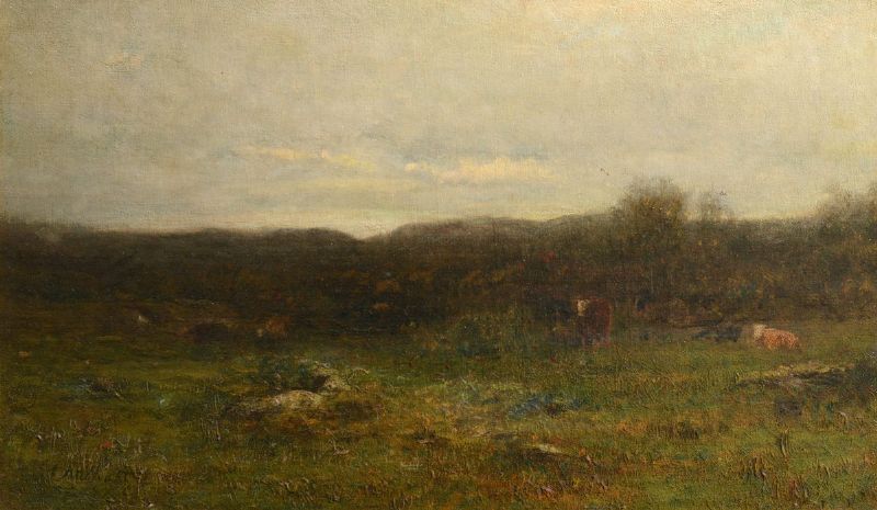 Pastoral Barbizon Landscape With Cows