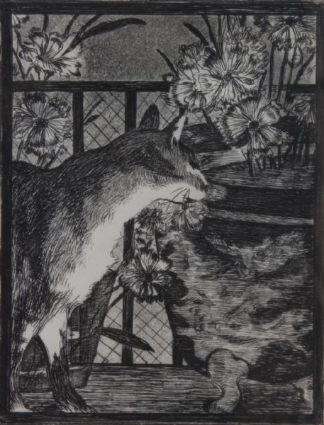 Le chat et les fleurs