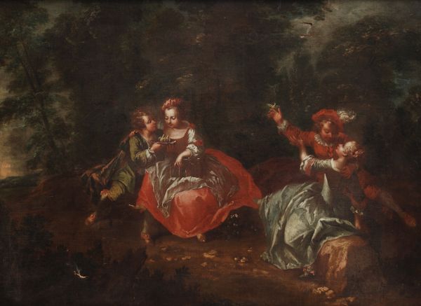 Two amorous couples in a landscape