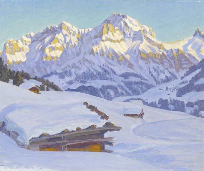 "Winterabend bei Adelboden".